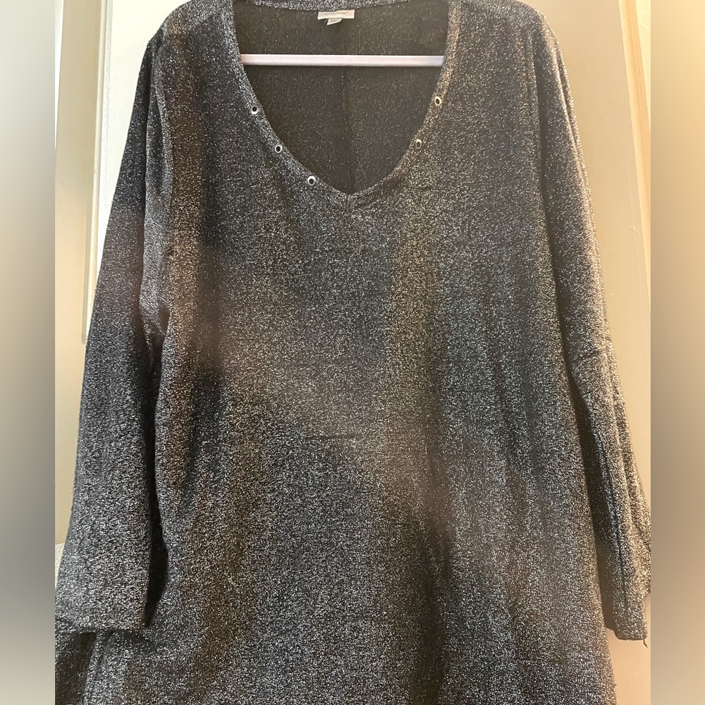 This is a black & silvery glittery top.